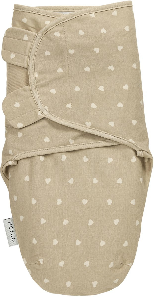 Couverture d'emmaillotage Meyco baby sweet heart - sable doux sable - 0-3 mois - 1,0 tog