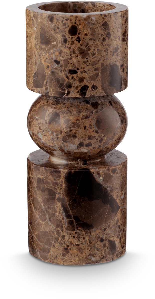 Bougeoir Vtwonen - bougeoir en marbre - marron - 8x20cm