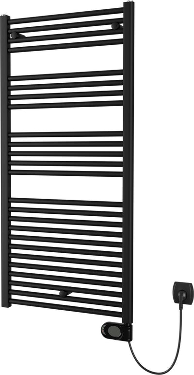 Sèche-serviettes électrique Plieger Elba - Sèche-serviettes - avec thermostat à horloge - 126,2 cm x 60 cm - 700 watts - noir mat