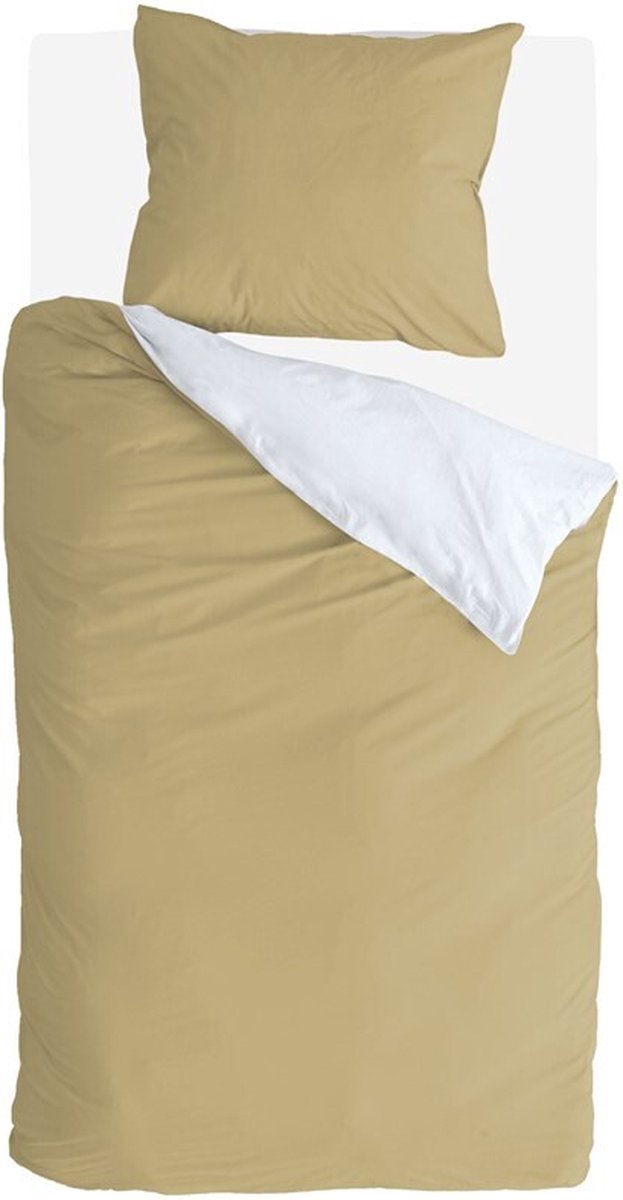 Housse de couette Byrklund Side Way - 140x220 - 100% coton - ocre jaune blanc