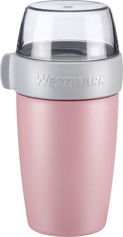 Westmark muesli cup lunch pot, with 2 leak-proof compartments: 200 ml + 500 ml, plastic, natural BPA-free, pink gray clear, 52852260