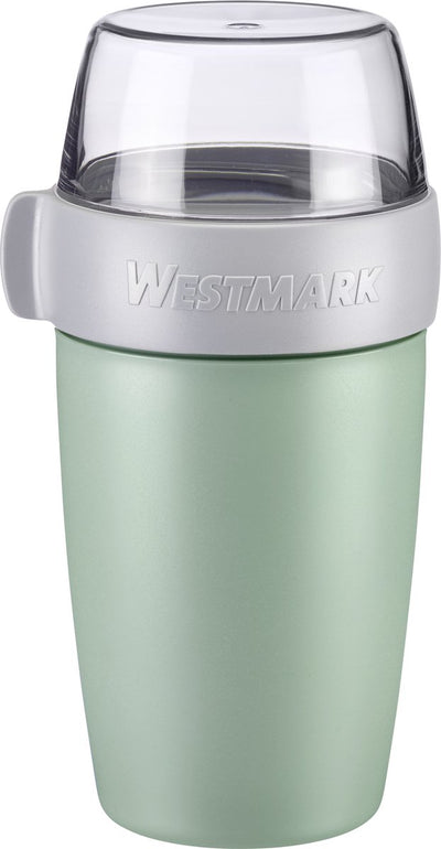 Pot à lunch Westmark tasse à muesli, avec 2 compartiments étanches : 200 ml + 500 ml, plastique, naturel sans BPA, vert menthe gris clair, 5285226m