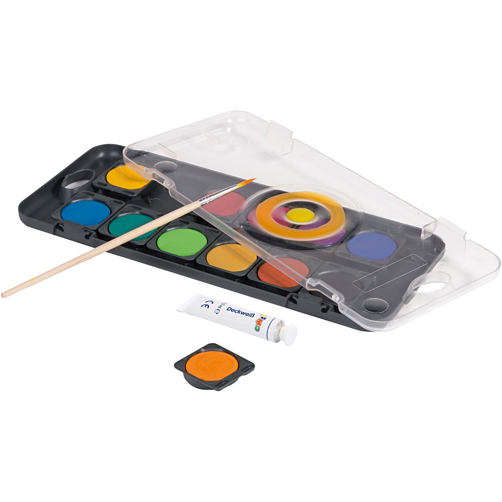 Aquarelle Primo, d 30 mm, différentes couleurs, 12 pièces, 1 boîte