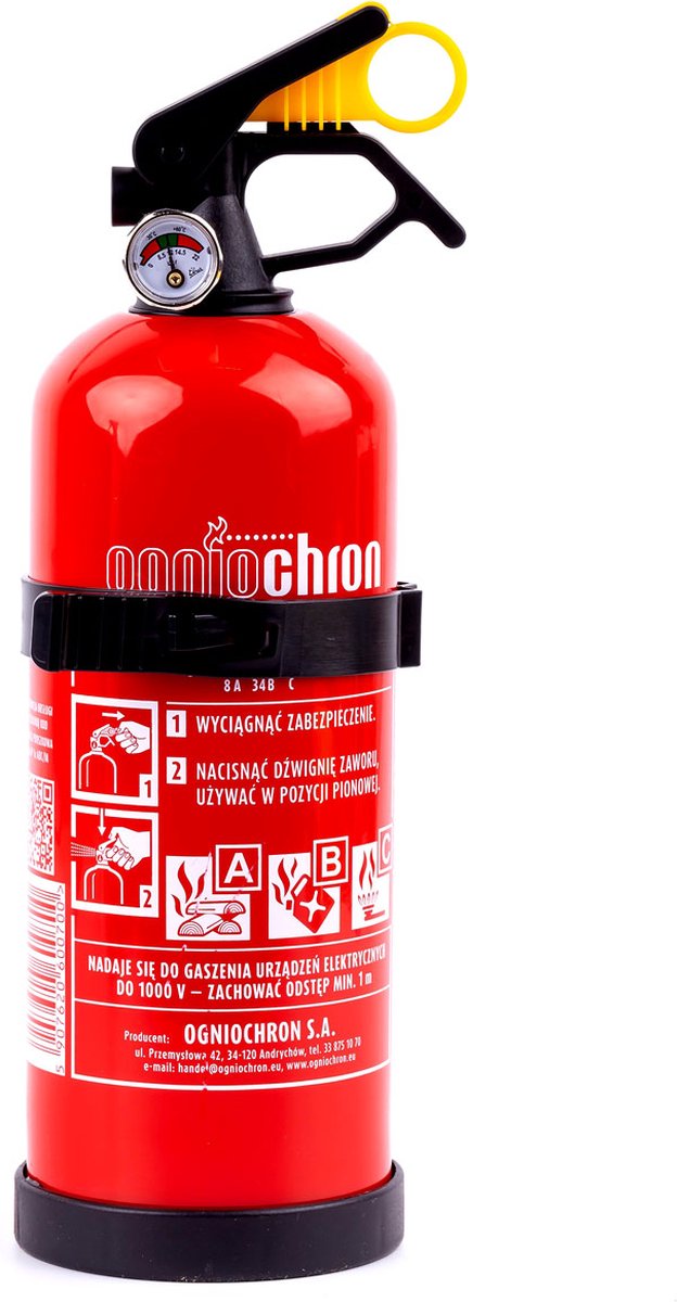 Ogniochron extincteur à poudre extincteur abc incendies avec montage mural 1kg rouge - extincteur compact universel pour voiture et véhicule