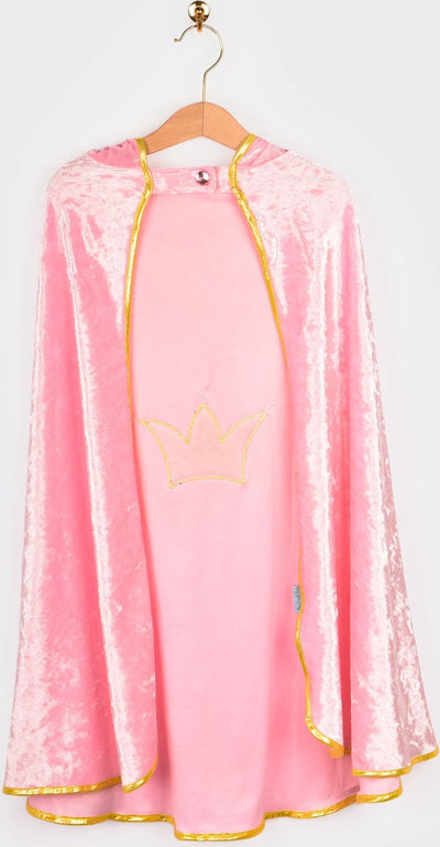 Déguisement cape Den Goda Fen rose avec couronne dorée 98-128 3-8 ans.