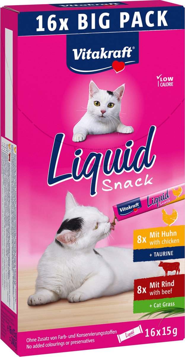 Vitakraft snack liquide multipack - poulet bœuf - 16 x 15 grammes