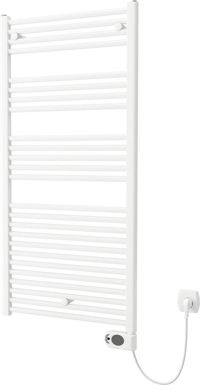 Plieger Elba Sèche-serviettes électrique – Sèche-serviettes – Avec thermostat à horloge – 126,2 cm x 50 cm – 500 watts – Blanc