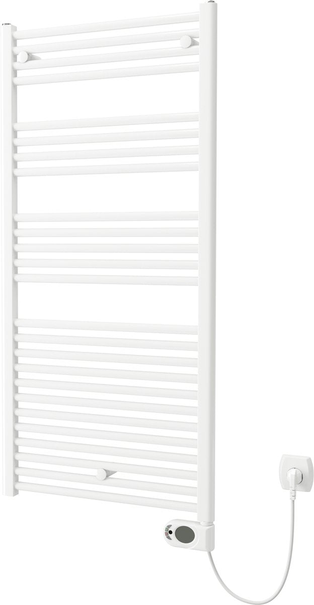 Plieger Elba Sèche-serviettes électrique – Sèche-serviettes – Avec thermostat à horloge – 126,2 cm x 50 cm – 500 watts – Blanc