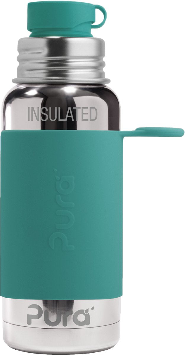 Bouteille de sport Pura thermos 475 ml - thermos - tasse thermos - sans plastique - à double paroi - avec bouchon de sport et manchon de sport - le dessus est interchangeable - menthe