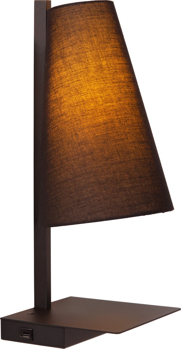 Lucide gregory - applique lampe de chevet - 1xe27 - avec point de chargement USB - noir
