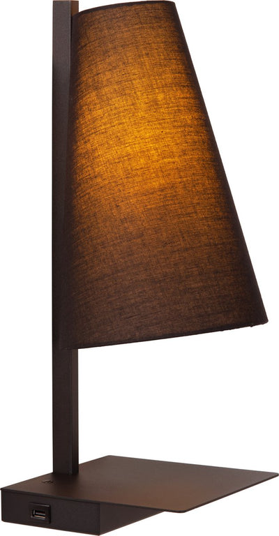 Lucide gregory - applique lampe de chevet - 1xe27 - avec point de chargement USB - noir