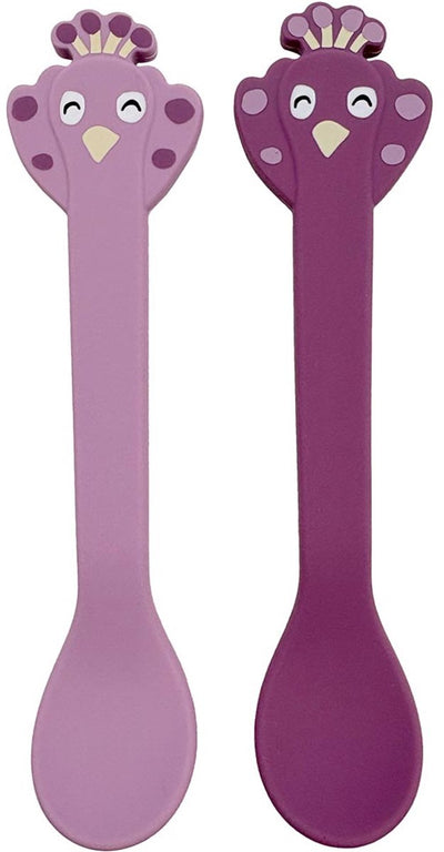 Trixie | cuillère en silicone 2-pack - mrs. paon - acier inoxydable - passe au lave-vaisselle, au four et au congélateur - à partir de 4 mois