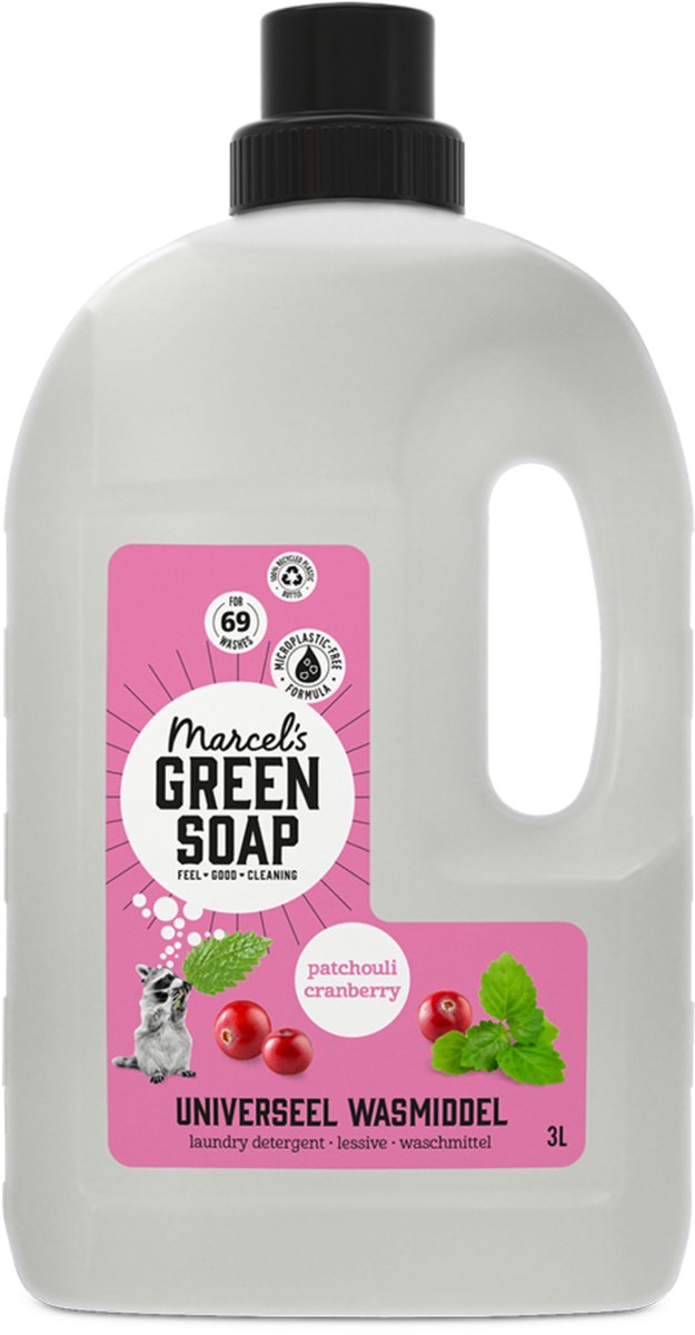 Lessive universelle au savon vert Marcel's - vrac - patchouli canneberge - 3l - 69 lavages