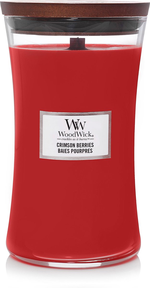 Grande bougie parfumée Woodwick Hourglass - Baies pourpres - 130 heures de combustion