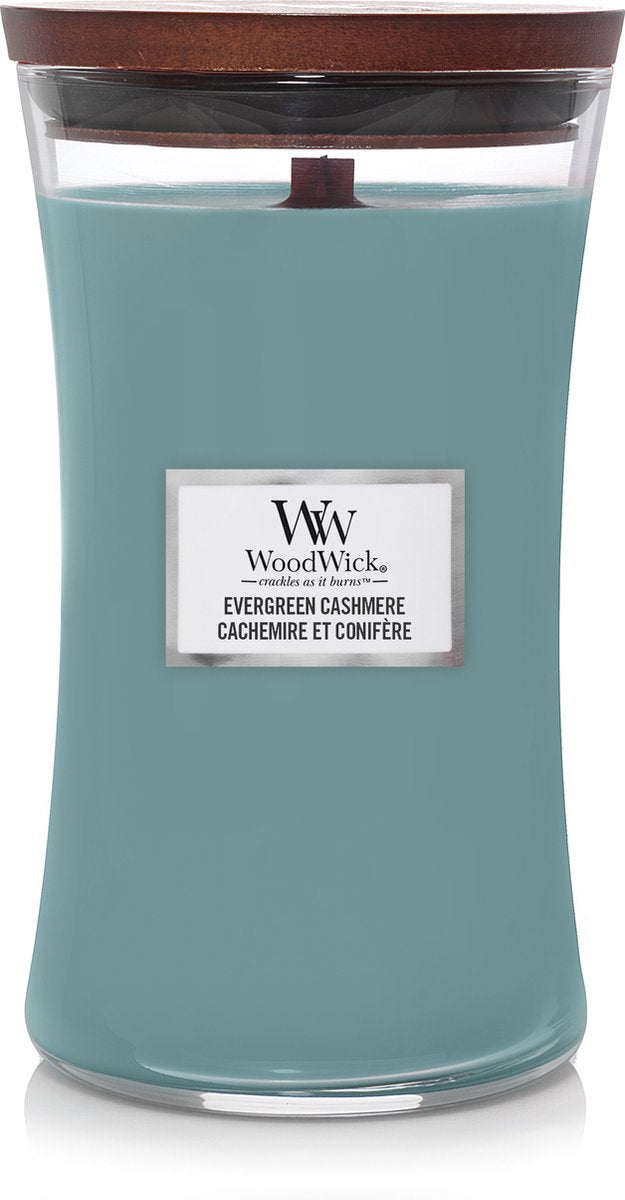 Grande bougie parfumée Woodwick Hourglass - Cachemire à feuilles persistantes - 130 heures de combustion