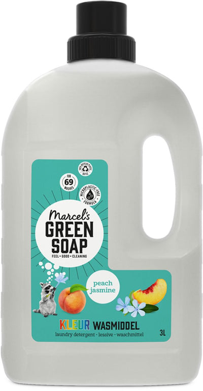 Lessive couleur savon vert Marcel's - vrac - pêche jasmin - 3l - 69 lavages
