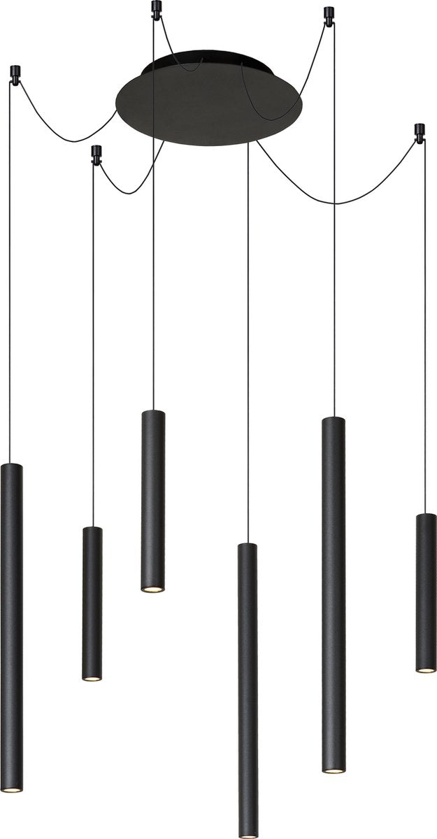 Lucide lorenz - lampe suspendue - ø 120 cm - LED dimmable - 6x4w 3000k - noir