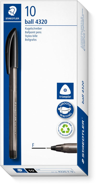 Staedtler ball 4320 - stylo à bille triangulaire - noir - fin - boîte de 10 pièces