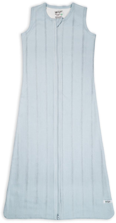 Lodger gigoteuse été bébé 80cm - connexion sécurisée au niveau du cou et des bras - 0,5 tog - 100% coton bio - pointelle - bleu - gigoteuse été