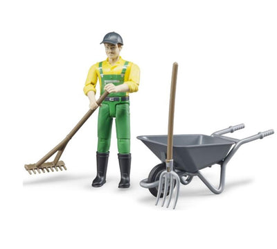 Bruder Bworld Farmer avec brouette et outils