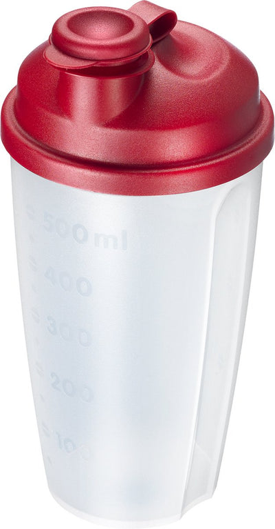 Westmark shaker à vinaigrette avec indicateur de mesure, disque mélangeur amovible et bec verseur verrouillable, capacité : 0,5 l, plastique, sans BPA, mixeur, couleur : rouge transparent, 2435227r
