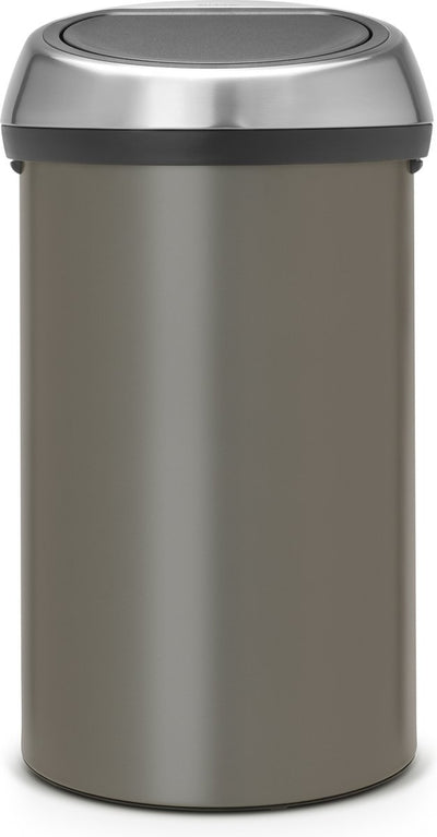 Poubelle Brabantia Touch Bin - 60 litres - couvercle anti-empreintes digitales en acier mat platine