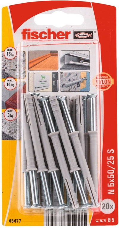 Fischer 045477 n 5 x 50 25 s k nv bouchon à clous 50 mm 5 mm 1 jeu(s)