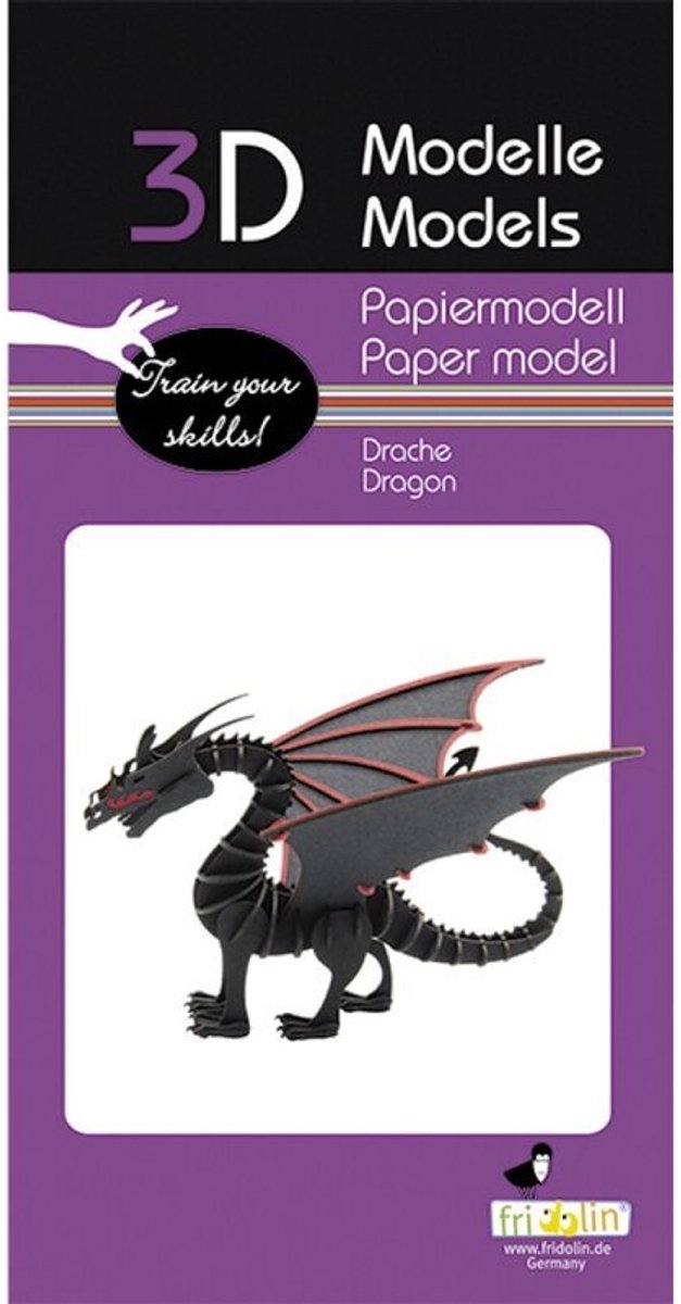 Fridolin puzzle 3D dragon - kit de construction créatif en papier.