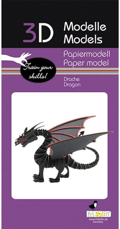 Fridolin puzzle 3D dragon - kit de construction créatif en papier.