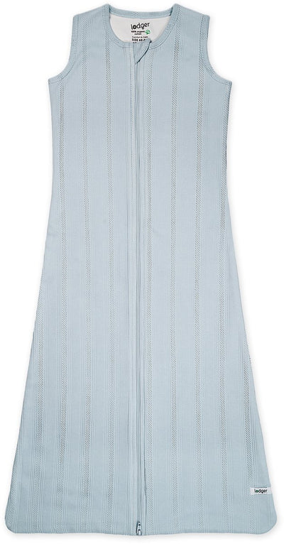 Lodger gigoteuse nouveau-né été 62cm - connexion sécurisée au niveau du cou et des bras - 0,5 tog - 100% coton biologique - bleu pointelle - gigoteuse d'été