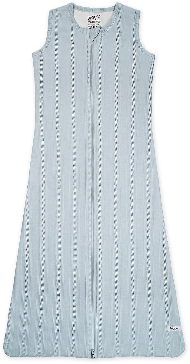 Lodger gigoteuse nouveau-né été 62cm - connexion sécurisée au niveau du cou et des bras - 0,5 tog - 100% coton biologique - bleu pointelle - gigoteuse d'été