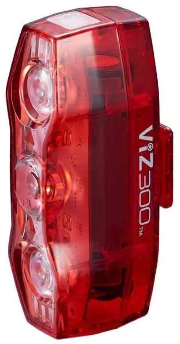 Feu arrière Cateye viz300 - lumens : 300 - rechargeable par USB - visibilité 300 degrés - technologie de lentille opticube - rouge