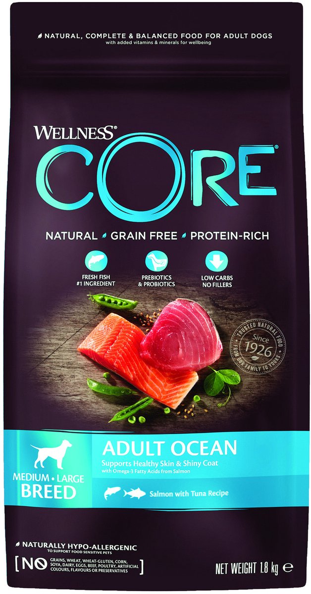 Wellness core thon saumon océan pour chien sans céréales 1,8 kg - nourriture pour chien - 1,8 kg