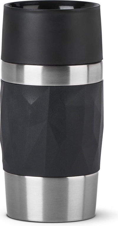 Tefal compact n2160110 mug de voyage - bouteille thermos - 300 ml - noir - étanche - convient aux boissons chaudes et froides