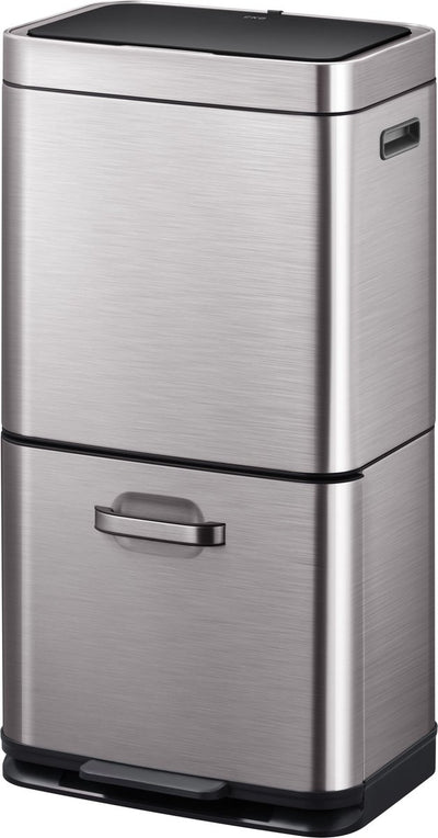 Eko - poubelle à capteur de recyclage himalaya 35+25 litres - plastique inox - gris, acier inoxydable mat - poubelle