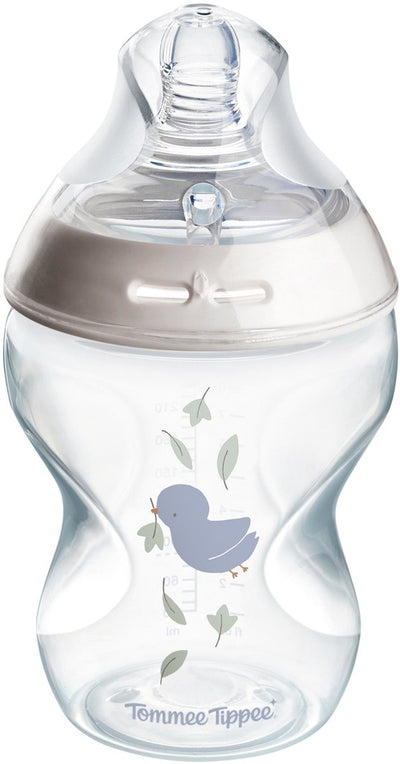 Biberon Tommee Tippee Natural Start - lot de 1 biberon 260 ml - faible vitesse d'alimentation 0m+ - avec motif oiseau