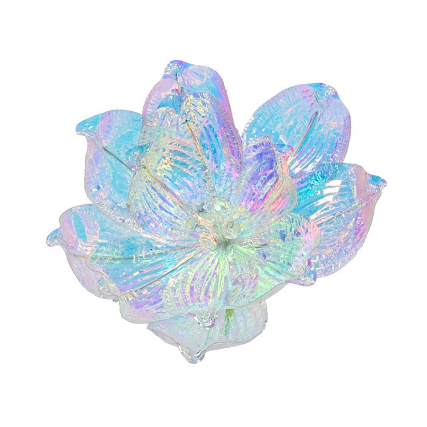 Fleur Decoris sur clip magnolia irisée dia13cm