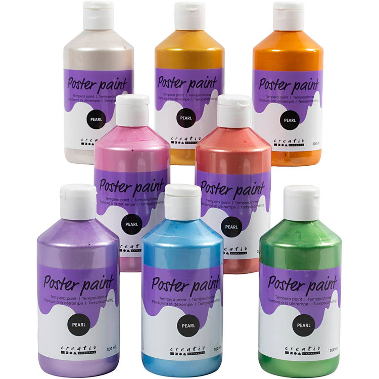 Peinture à la tempera Creativ company nacre, différentes couleurs, 8x300 ml 1 boîte
