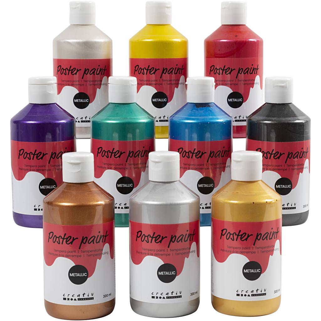 Peinture à la détrempe Creativ company métallisée, différentes couleurs, 10x300 ml 1 boîte