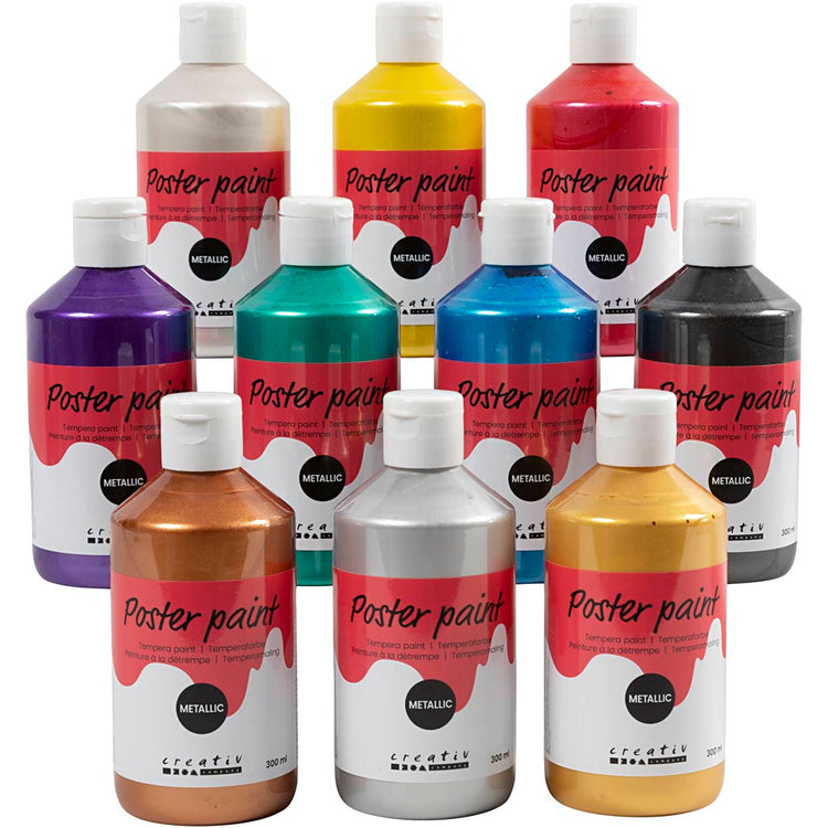 Peinture à la détrempe Creativ company métallisée, différentes couleurs, 10x300 ml 1 boîte