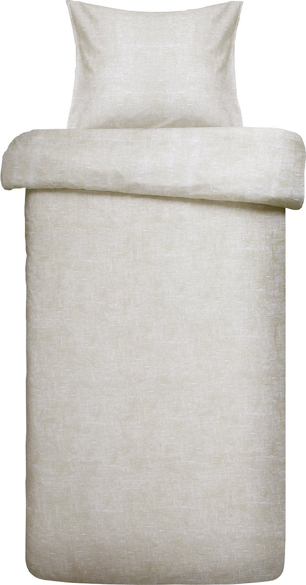 Damai housse de couette ebba - coton bio - 140x200 220 cm - beige + 1 taie d'oreiller 60x70