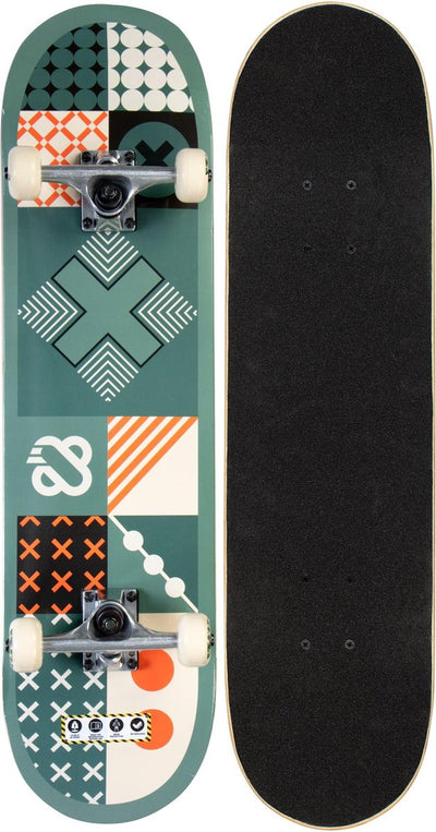 Nijdam skateboard classique - tick tack go - vert armée orange