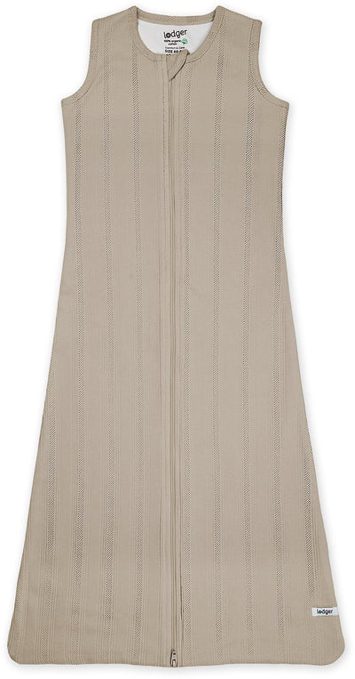 Lodger gigoteuse nouveau-né été 62cm - connexion sécurisée au cou et aux bras - 0,5 tog - 100% coton biologique - pointelle - beige - gigoteuse d'été