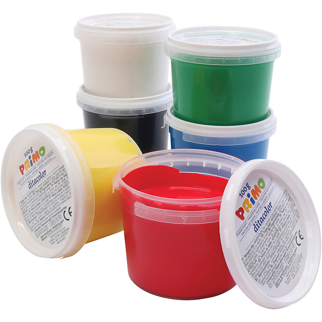 Peinture au doigt Primo, différentes couleurs, 6x100 ml 1 boîte