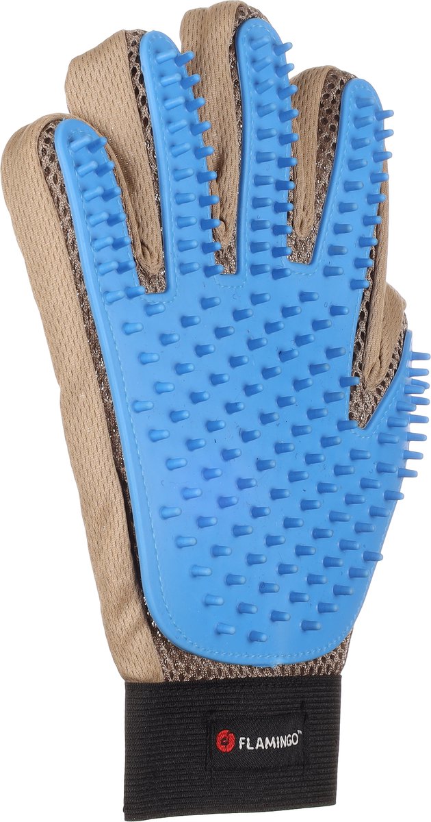 Gant Flamingo - brosse pour chien - 17 x 2 x 24 - bleu