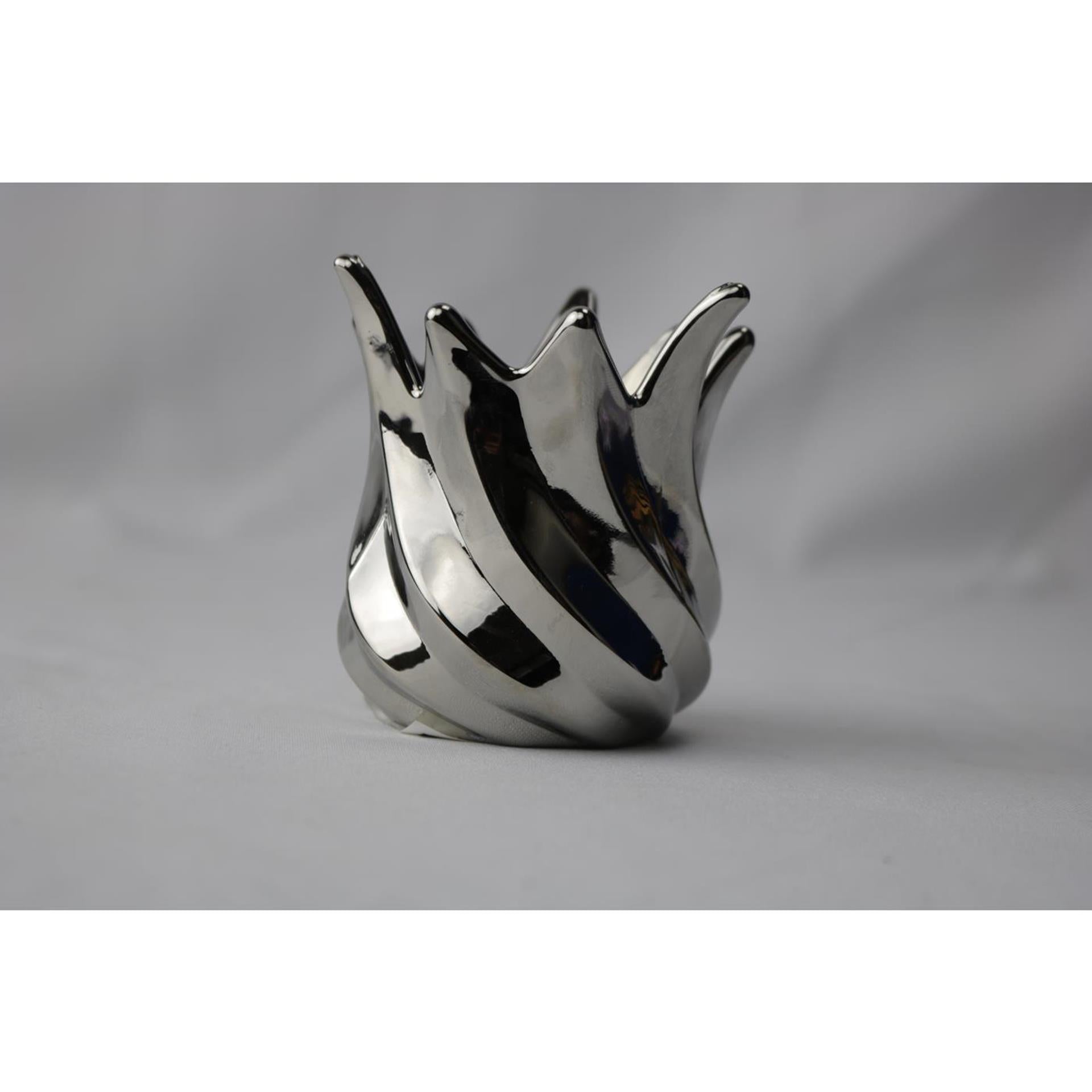 Photophore ambiance manoir argent 9x9x9,3cm