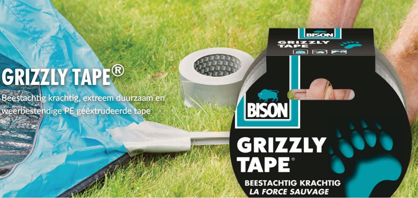 Ruban adhésif Bison grizzly argent rouleau 10mx5cm