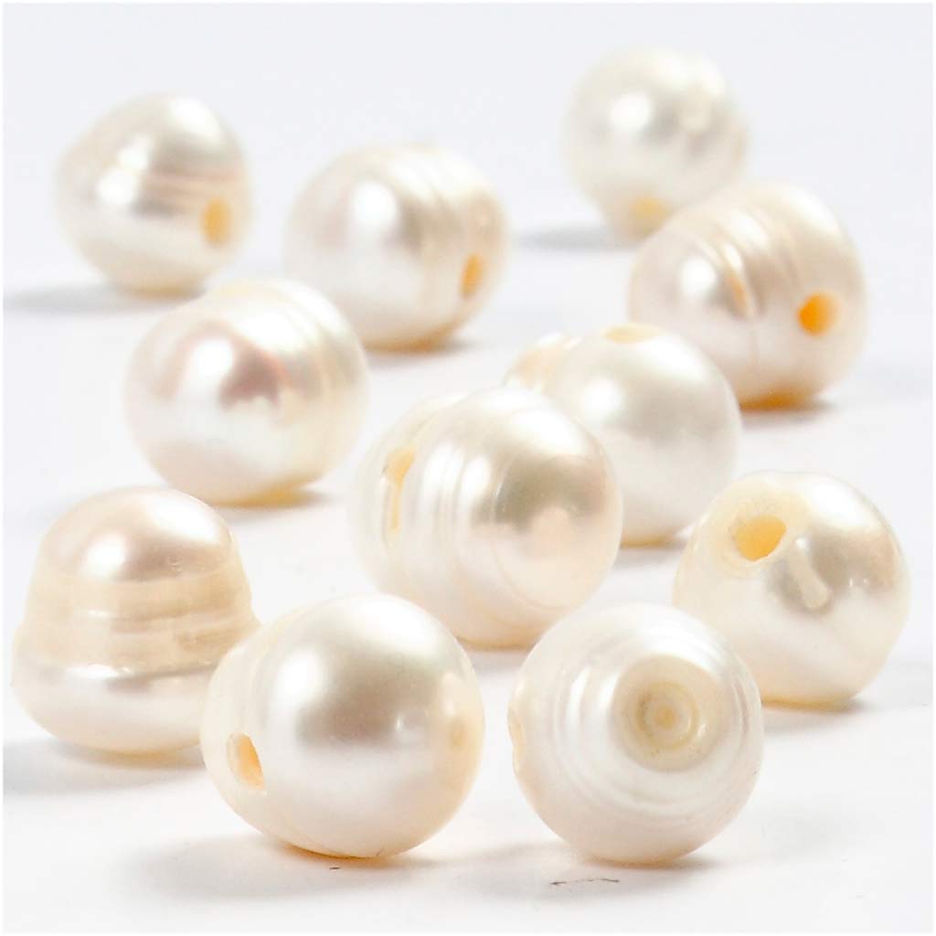 Perles d'eau douce Creativ Company, taille 9-11 mm, diamètre du trou 2 mm, nacre, 10 pièces 1 boîte