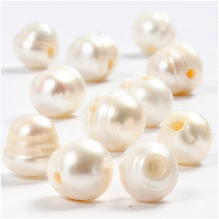 Perles d'eau douce Creativ Company, taille 9-11 mm, diamètre du trou 2 mm, nacre, 10 pièces 1 boîte