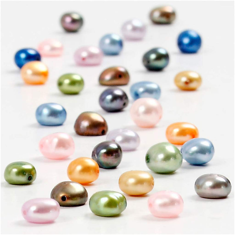 Perles d'eau douce Creativ Company, taille 5-6 mm, taille du trou 0,5 mm, env. 70 pièces, 40 cm 1 boîte